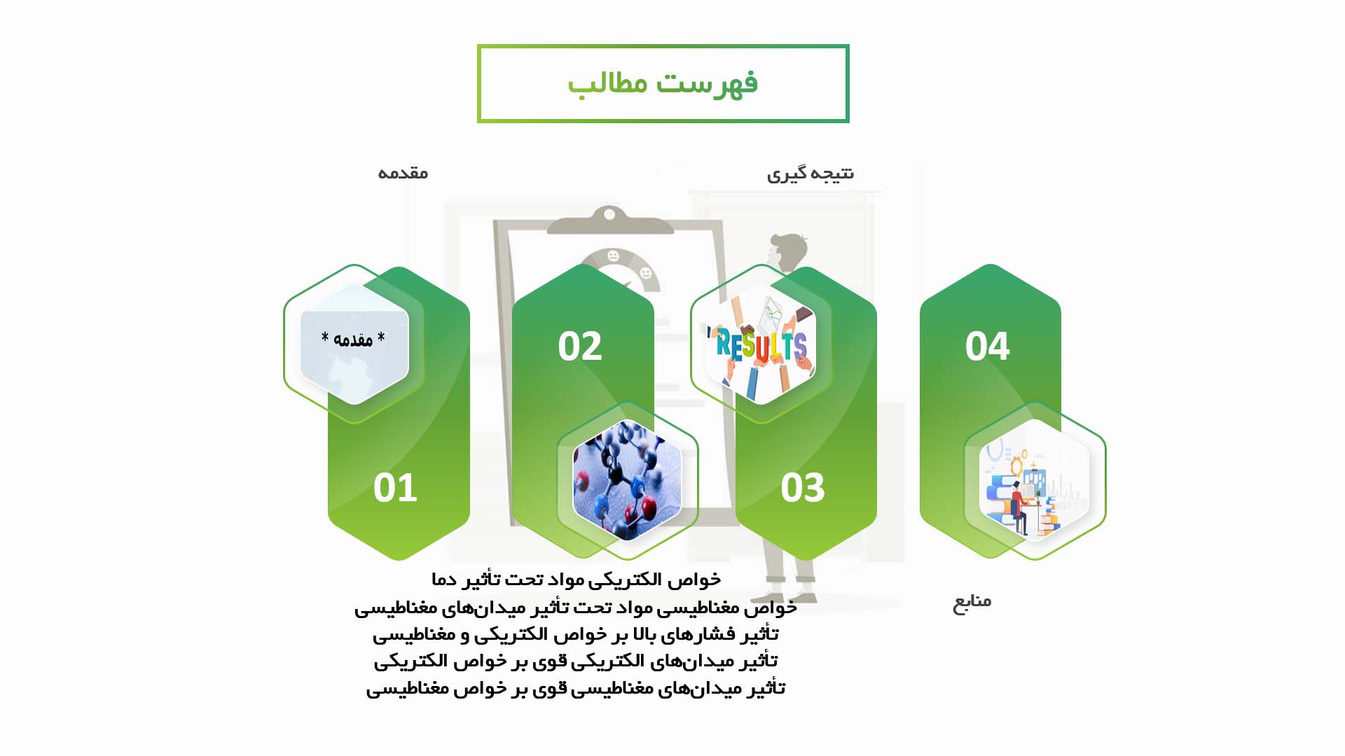 پاورپوینت در مورد خواص الکتریکی و مغناطیسی مواد در شرایط مختلف